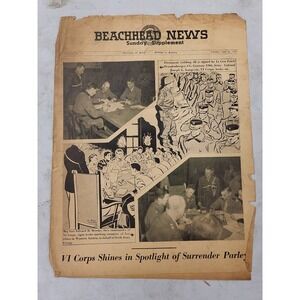 Beachhead News Sunday Supplement June 3‎ 1945 WWII Era Newspaper Collectible